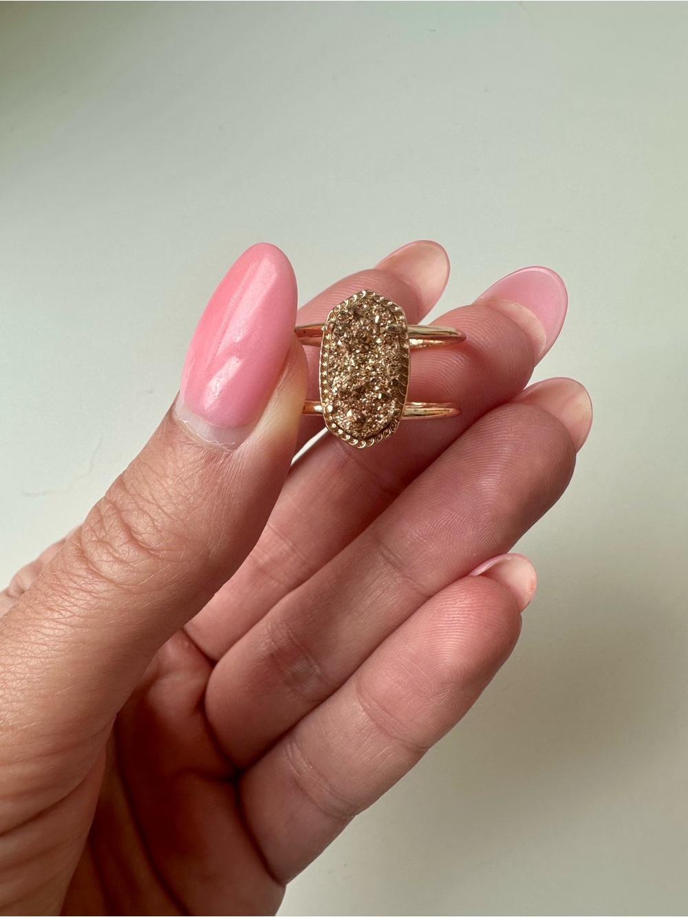 Kendra Scott Rose Gold Druzy Oval Double-Band Ring
